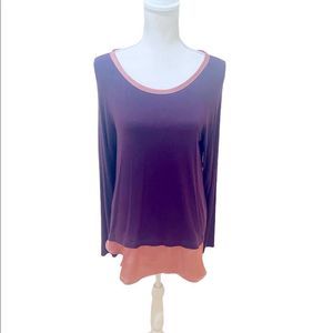 Bordeaux long sleeve high low tunic trimmed